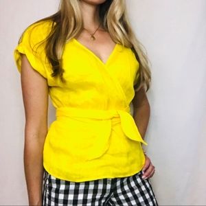 ZARA Basic Linen Wrap Top Size Small